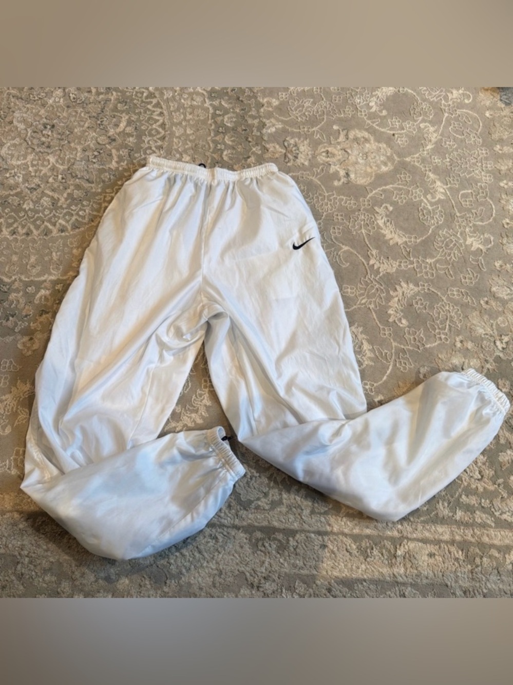 Vintage Nike White Track Pants with Black Swoosh Size Medium
